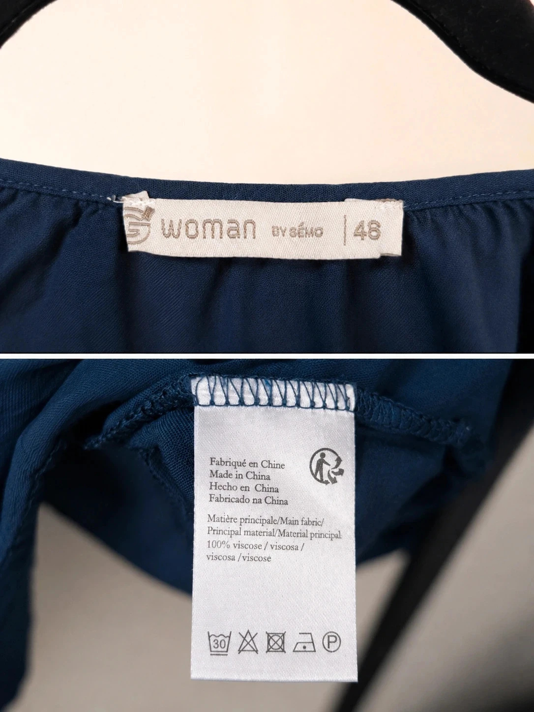 Blusa fluida azul marino WOMAN by Gémo T48 XL mangas 3/4 – photo 3